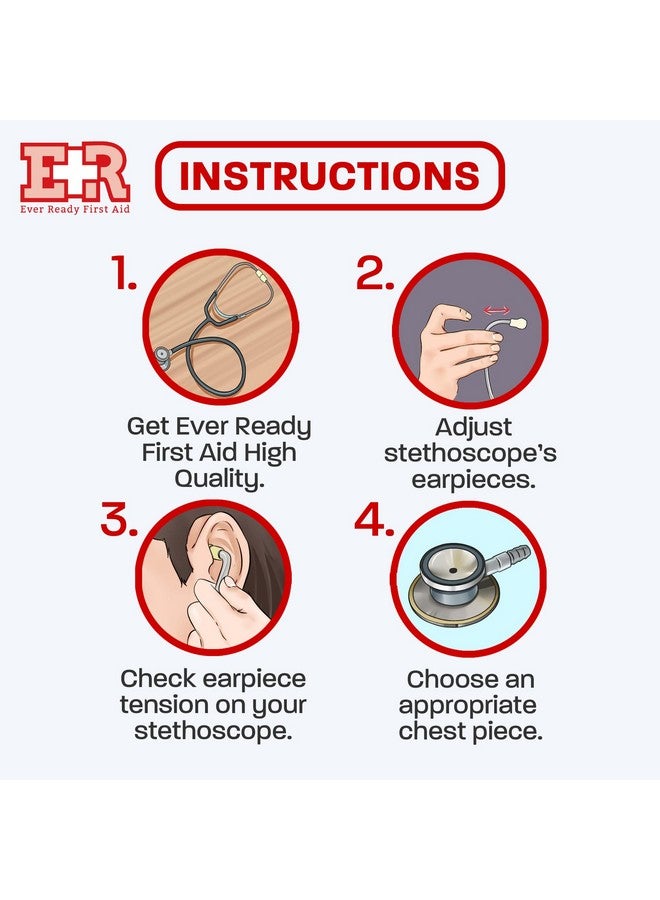 Ever Ready First Aid 143200 Dual Head Stethoscope Black - Image 5