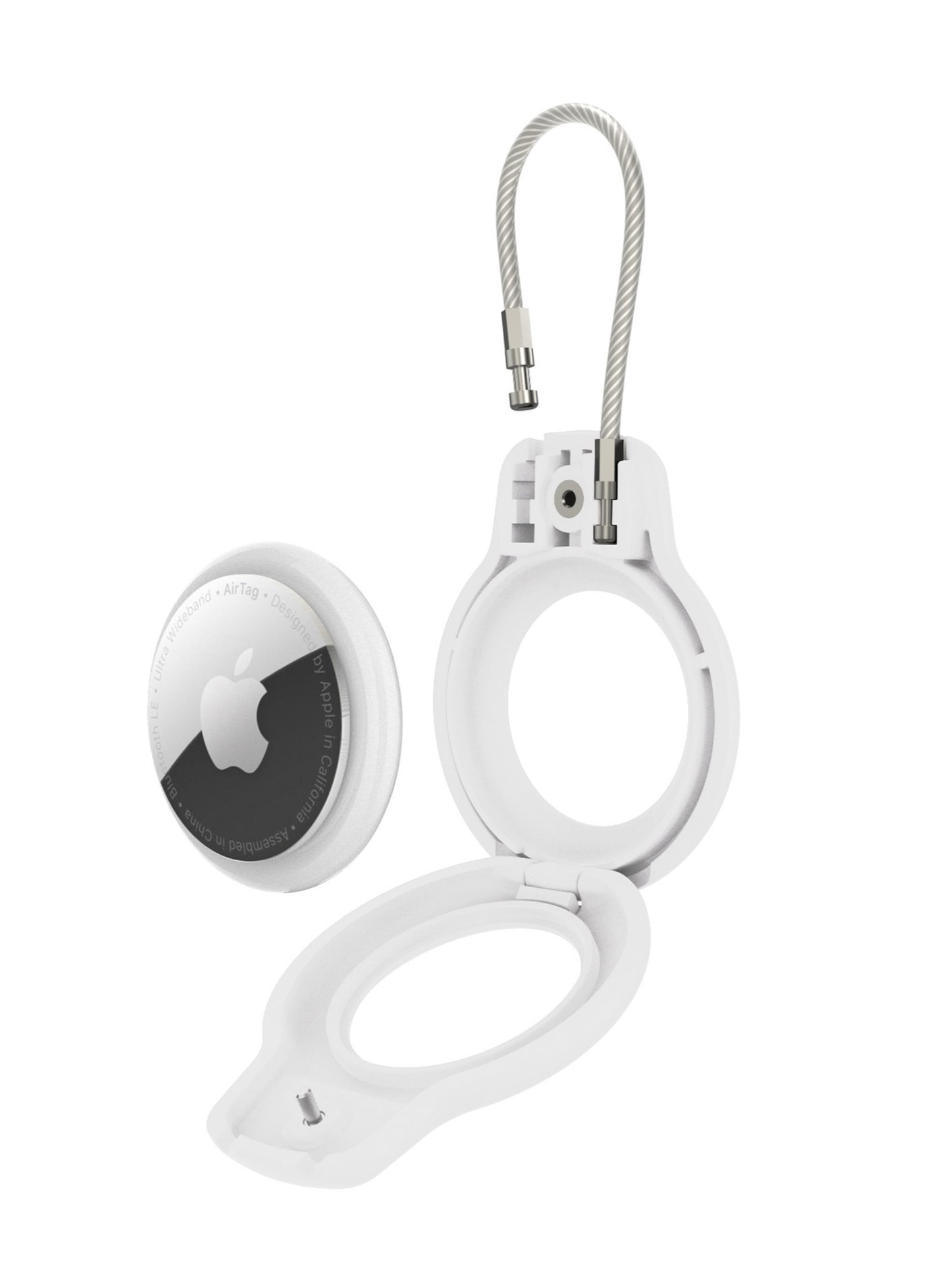 Halamodo For AirTag Holder Case with Keychain, Air Tags-1 Pack for Apple Air Tag Holder with Wire Cable Lock Key Ring Chain Air Tagholder Accessories for GPS Item Tracker Kids,Keys