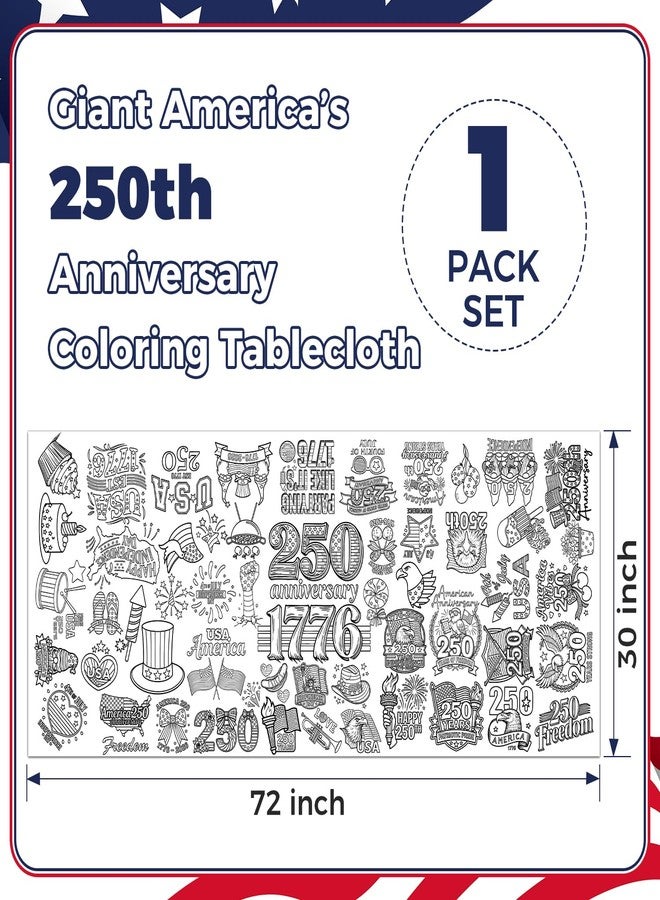 Hidnvefen Giant USA 250th Anniversary Coloring Tablecloth for Kids 30x72 Inch - America 1776-2026 Independence Day Paper Poster | Patriotic Crafts Activities Toys, Classroom School Party Decor - Image 2