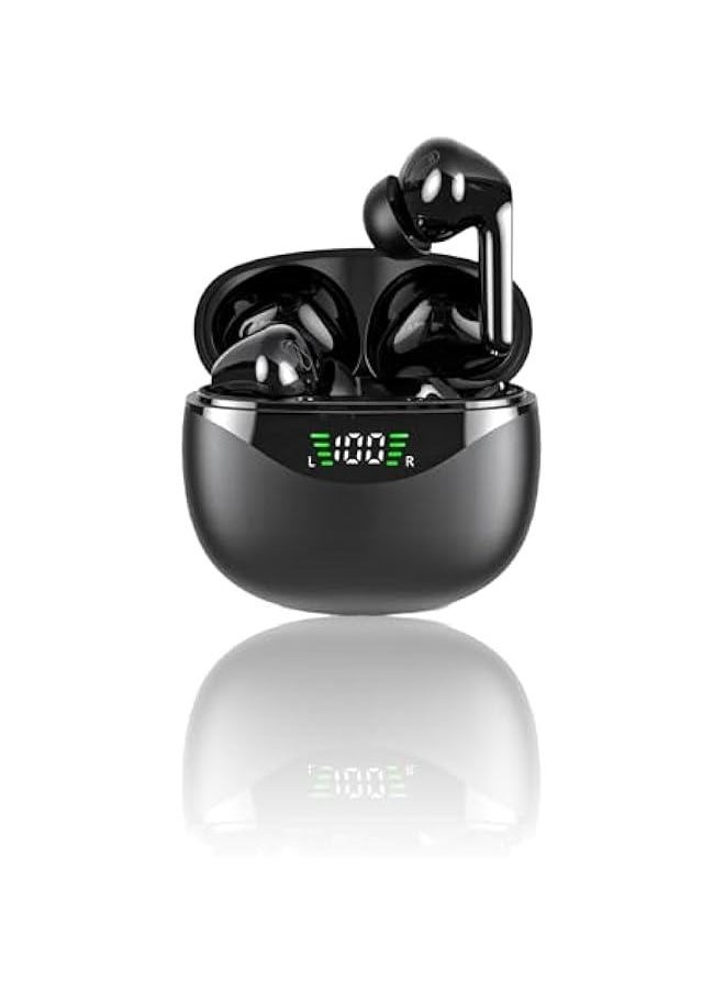 Generic Bluetooth Headphones, In-Ear Headphones, Wireless Bluetooth 5.3 Hi-Fi Stereo, 4 HD Microphones, Equipped with Battery LED Display, IP7 Waterproof, Long Battery Life, Type-C Fast Charging (Black)  - Image 1