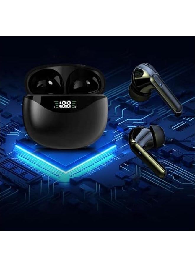 Generic Bluetooth Headphones, In-Ear Headphones, Wireless Bluetooth 5.3 Hi-Fi Stereo, 4 HD Microphones, Equipped with Battery LED Display, IP7 Waterproof, Long Battery Life, Type-C Fast Charging (Black)  - Image 2