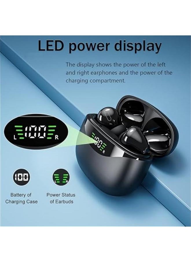 Generic Bluetooth Headphones, In-Ear Headphones, Wireless Bluetooth 5.3 Hi-Fi Stereo, 4 HD Microphones, Equipped with Battery LED Display, IP7 Waterproof, Long Battery Life, Type-C Fast Charging (Black)  - Image 3