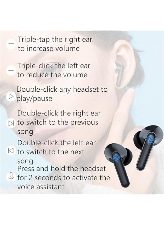 Generic Bluetooth Headphones, In-Ear Headphones, Wireless Bluetooth 5.3 Hi-Fi Stereo, 4 HD Microphones, Equipped with Battery LED Display, IP7 Waterproof, Long Battery Life, Type-C Fast Charging (Black)  - Image 4