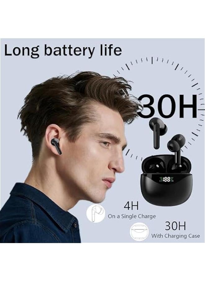 Generic Bluetooth Headphones, In-Ear Headphones, Wireless Bluetooth 5.3 Hi-Fi Stereo, 4 HD Microphones, Equipped with Battery LED Display, IP7 Waterproof, Long Battery Life, Type-C Fast Charging (Black)  - Image 5