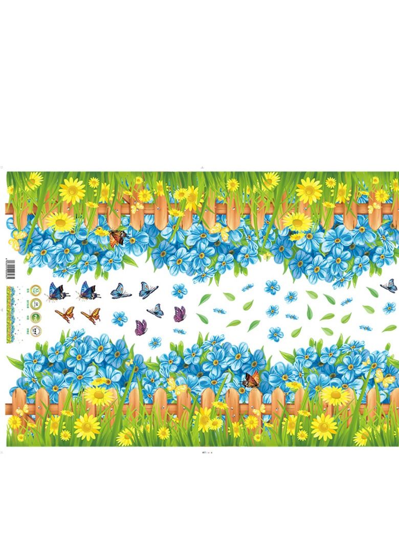 Bluejw ملصق جدار سياج مع عشب متعدد الألوان 70x50 سنتيمتر - Image 2