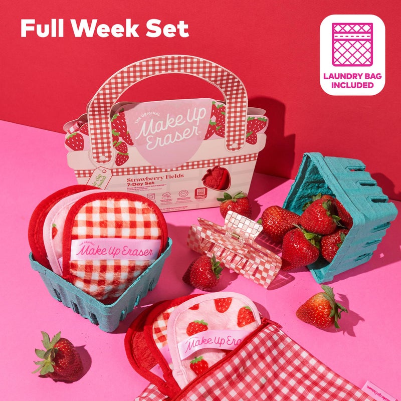 Makeup Eraser The Original MakeUp Eraser, 7-Day Set, Erase All Makeup With Just Water, Including Waterproof Mascara, Eyeliner, Foundation, Lipstick, Sunscreen, and More! Strawberry Fields, 7ct. - Image 4