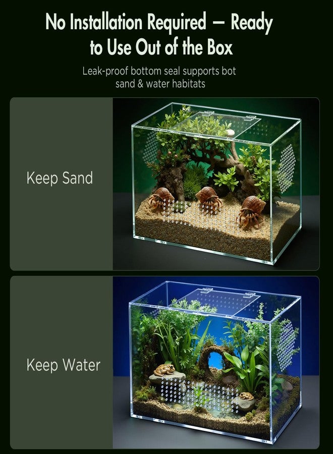 CourtyardAid Acrylic Reptile Terrarium, Pre-Assembled Tarantula Enclosure with All-Side Ventilation & Magnetic Door, Tank for Spider, Gecko, Mantis, Frog, Snail, Isopods, 12"x7"x7" (Tweezer & Hygrometer Included) - Image 4
