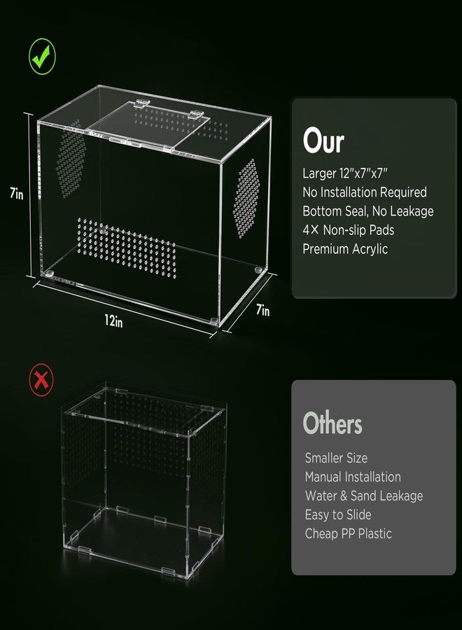 CourtyardAid Acrylic Reptile Terrarium, Pre-Assembled Tarantula Enclosure with All-Side Ventilation & Magnetic Door, Tank for Spider, Gecko, Mantis, Frog, Snail, Isopods, 12"x7"x7" (Tweezer & Hygrometer Included) - Image 5