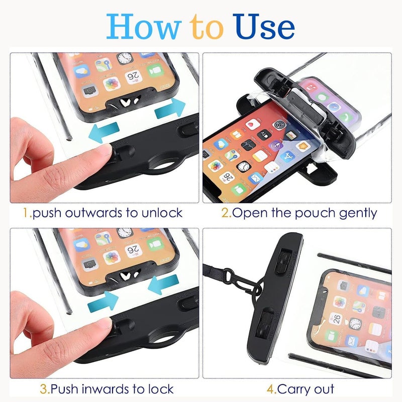 BeFall Waterproof Phone Pouch, rain Mobile Cover, Universal Waterproof Phone Case, Underwater Dry Bag for Mobile, Cash, documents, Water Proof Bag for Beach Boating Swimming Water Park (Black+Blue) - Image 5