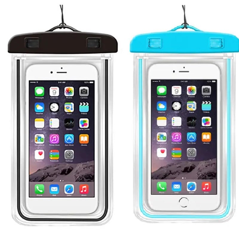 BeFall Waterproof Phone Pouch, rain Mobile Cover, Universal Waterproof Phone Case, Underwater Dry Bag for Mobile, Cash, documents, Water Proof Bag for Beach Boating Swimming Water Park (Black+Blue) - Image 1