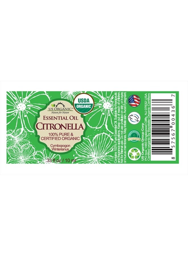 US Organic Citronella Essential Oil, USDA Certified, 100% Pure, 10 ml Pack of 2, Improved caps and droppers – Used for Skin Care, Many DIY Projects Like Candle Making and Much More - Image 2