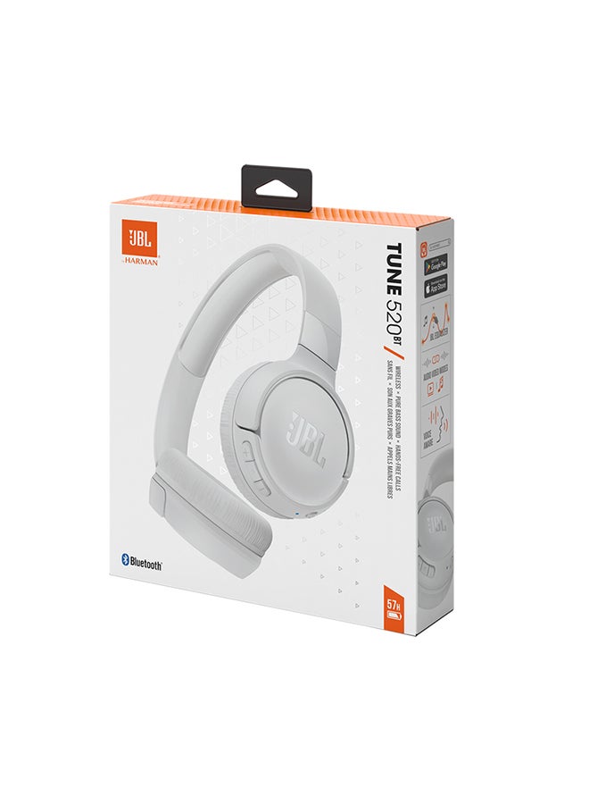 JBL Tune 520BT Wireless On-Ear Headphones - White