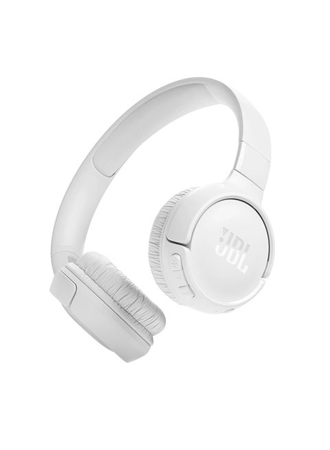 سماعات أذن Tune 520Bt لاسلكية على الأذن، صوت جهير نقي، بطارية 57 ساعة، مكالمات بدون استخدام اليدين بالإضافة إلى اتصال متعدد النقاط، خفيفة الوزن وقابلة للطي لون أبيض