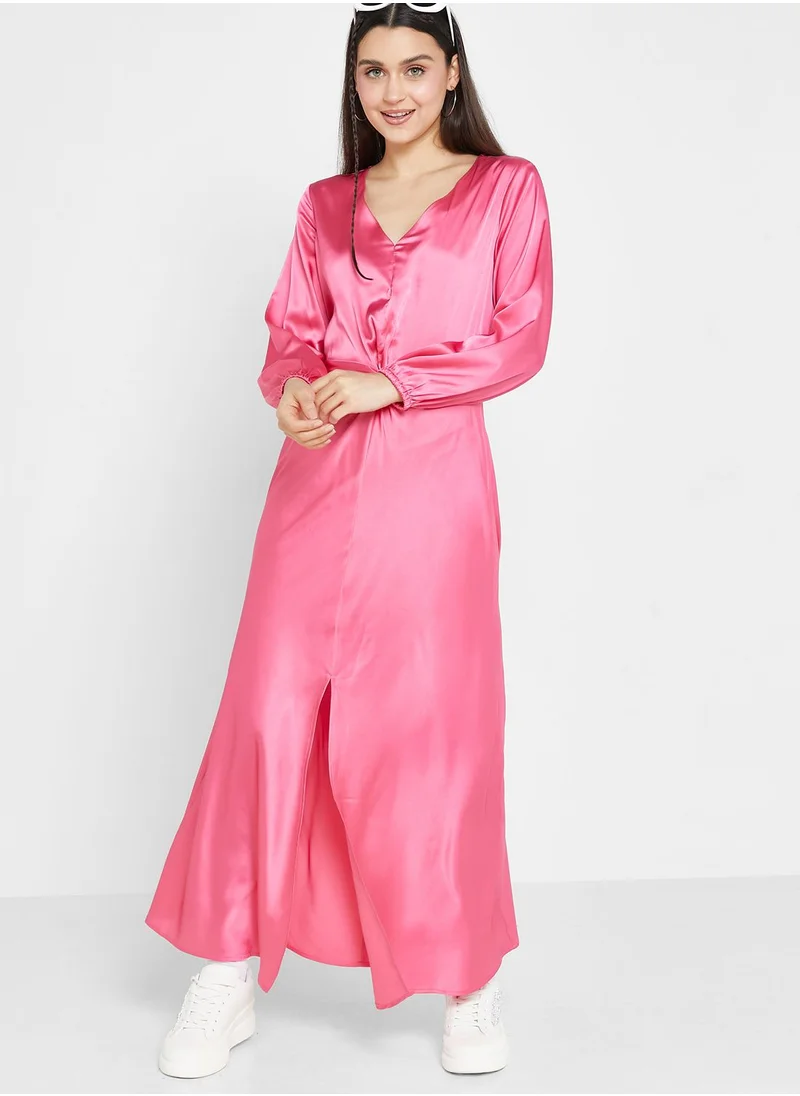 MONKI Front Twisted & Slit Detail Dress