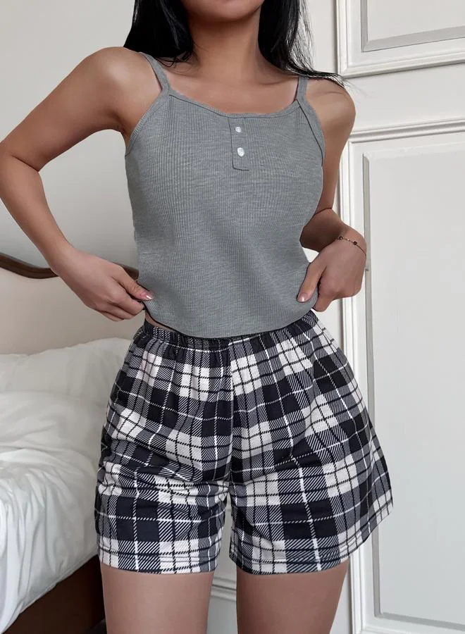 تايك تو طقم بيجاما من شورت وبلوزة بحمالات كتف