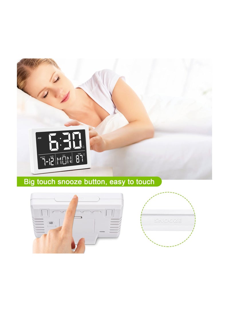 SYOSI Digital Alarm Clock, 5.5 Larger Display LED Electric Alarm Clock for Bedroom, Date and Time Digital Clock with Temperature,12/24H, Sleep, 6 Adjustable Brightness, for Living Room Home Office - Image 4