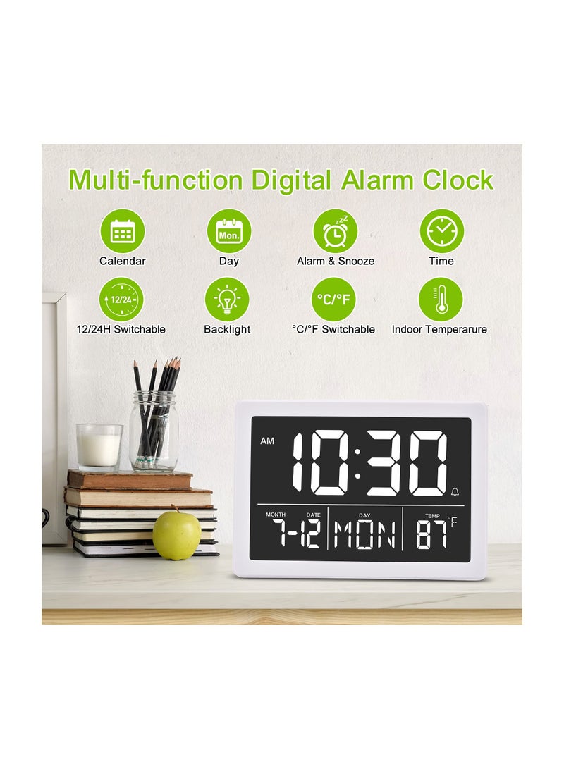 SYOSI Digital Alarm Clock, 5.5 Larger Display LED Electric Alarm Clock for Bedroom, Date and Time Digital Clock with Temperature,12/24H, Sleep, 6 Adjustable Brightness, for Living Room Home Office - Image 2