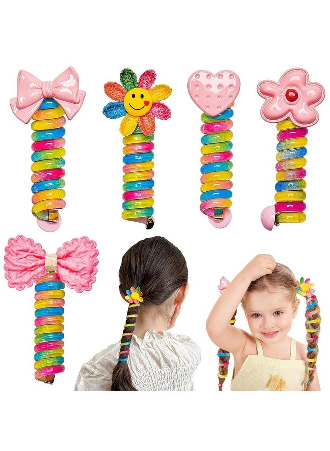 PALAY ® 5Pcs Wire Hair Bands For Girls Kids Braided Spiral Hair Ties Cute Cartoon Ponytail Maker Elastic Braids Hair Accessories For Girls - Image 1