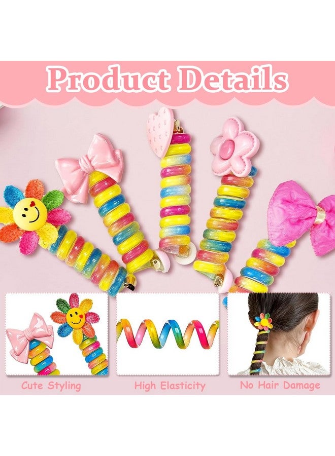 PALAY ® 5Pcs Wire Hair Bands For Girls Kids Braided Spiral Hair Ties Cute Cartoon Ponytail Maker Elastic Braids Hair Accessories For Girls - Image 3