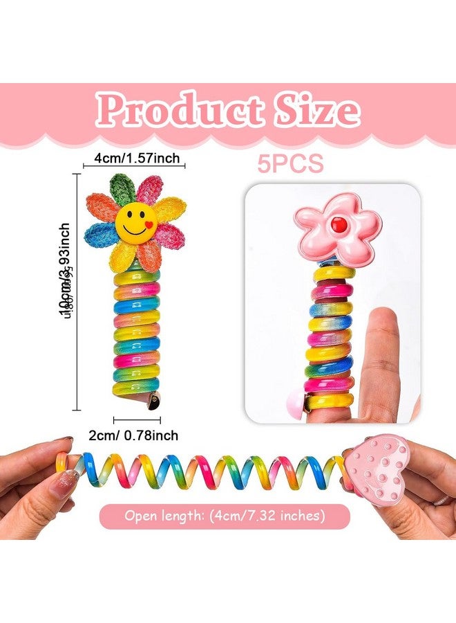 PALAY ® 5Pcs Wire Hair Bands For Girls Kids Braided Spiral Hair Ties Cute Cartoon Ponytail Maker Elastic Braids Hair Accessories For Girls - Image 2