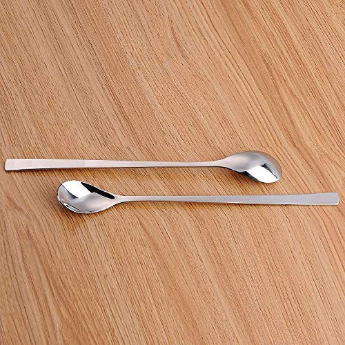 NJ Mixing Stirring Spoon Set of 6 - Long 8" Handle Stainless Steel for Soda, Ice Tea, Coffee, Ice Cream, Milkshake, Bournvita/Horlicks, Cocktail Bar - Image 5