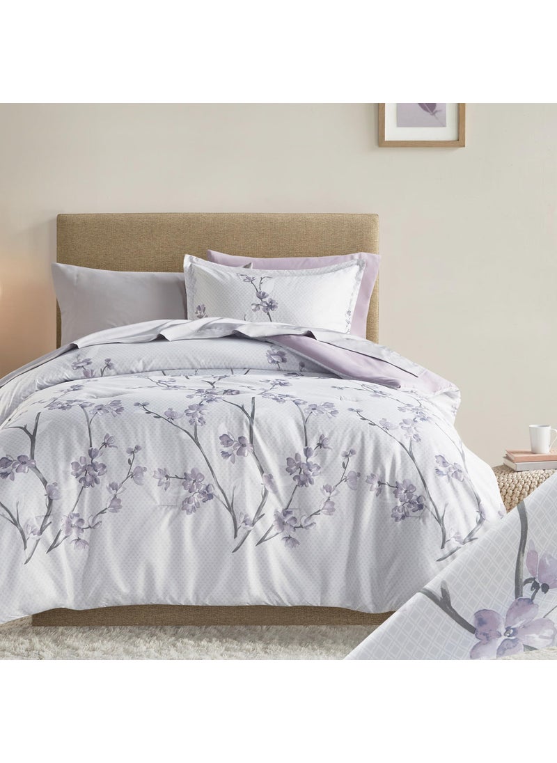 Comfort Spaces Comfort Spaces Bed in A Bag  Trendy Casual Design Cozy Comforter with Complete Sheet Set with Side Pocket All Season Cover Matching Shams Twin66x90 Kate GreyPurple 6 Piece 