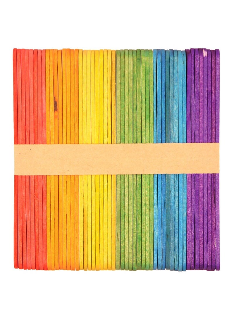 HENBRANDT Colorful Ice Cream Sticks Wood Rainbow 11cm 50-Pack - Image 2