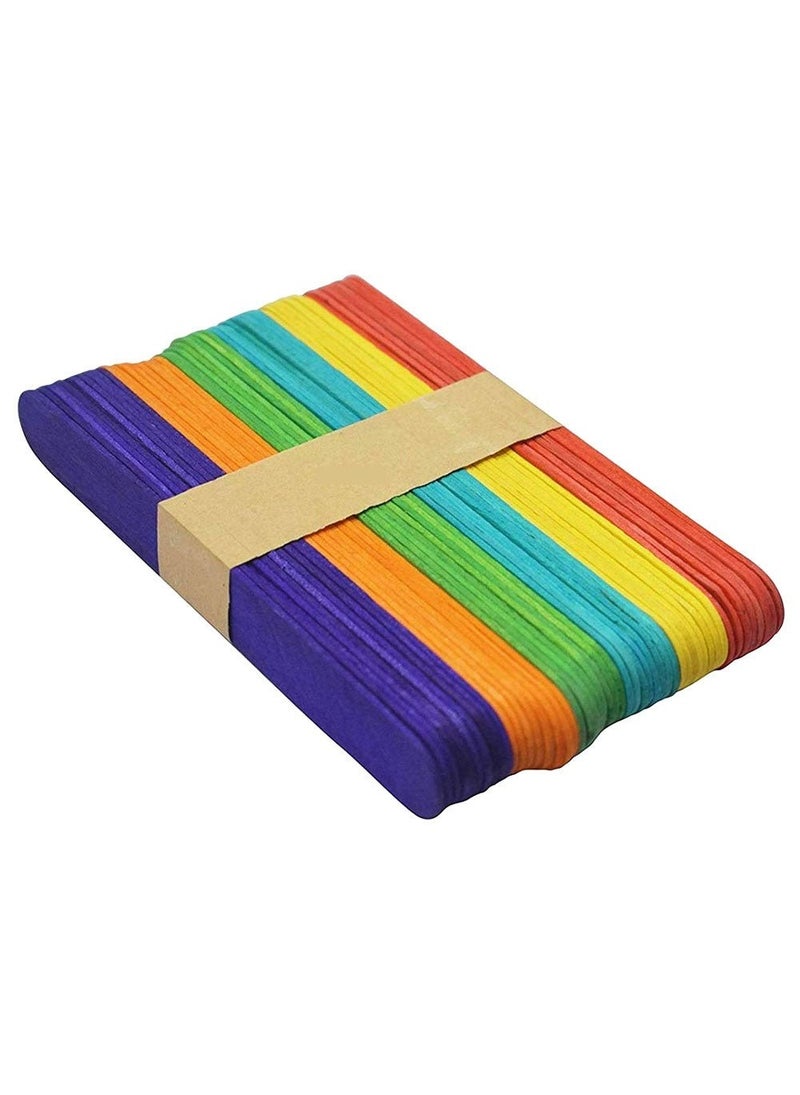 HENBRANDT Colorful Ice Cream Sticks Wood Rainbow 11cm 50-Pack - Image 1