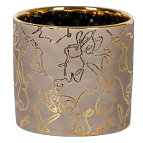 FOX & FERN Premium Ceramic Planter with Drainage-Hole for Vibrant Garden | Enhance The Ambiance of Your Home, Office or Garden (Dia. 5") (GA134B-017-GS) - Image 1