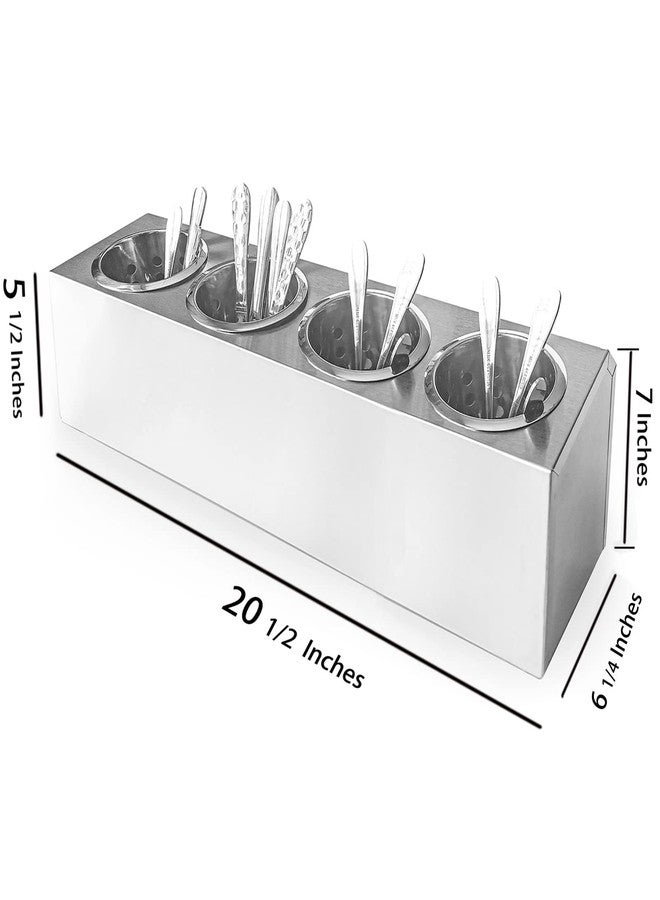 overstockedkitchen Flatware Organizers Stainless Steel Cylinder Flatware Silverware Utensil Holder Organizer Caddy (4 holes) - Image 5