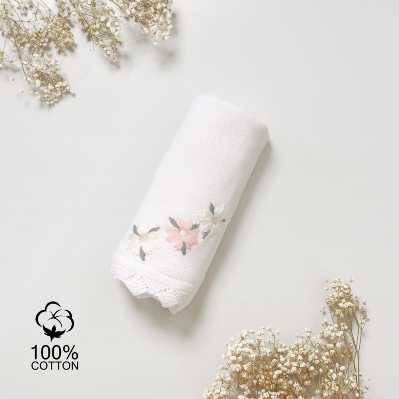 LAWKUL Baby Blanket 100% Traceable Cotton Knit Receiving Blankets Soft Swaddle for Newbron Boy Girls 40"x30" Pink Floral - Image 2