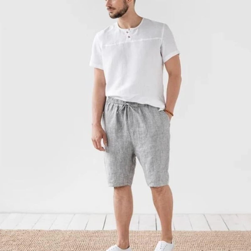 woobles Nature Cotton & Linen Cozy Shorts for Men Mens Nature Cotton & Linen Cozy Shorts Elastic Waist Casual Shorts (S,Khaki) Small Khaki - Image 3