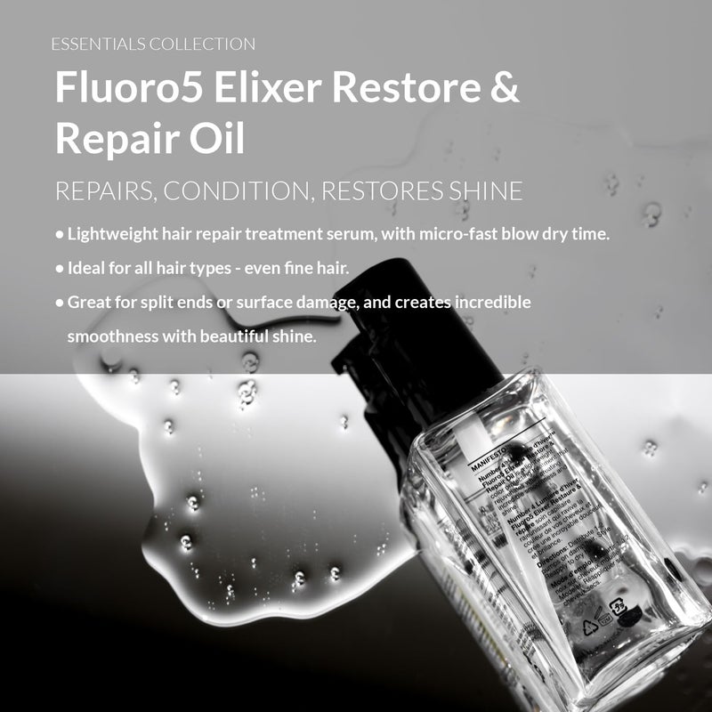 Number 4 Hair Oil, Anti Frizz Hair Serum, Fluoro5 Elixir Restore & Repair Oil, 2.0 oz - Image 3