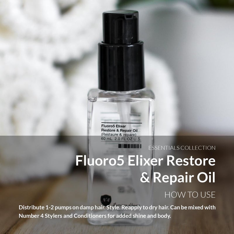 Number 4 Hair Oil, Anti Frizz Hair Serum, Fluoro5 Elixir Restore & Repair Oil, 2.0 oz - Image 4