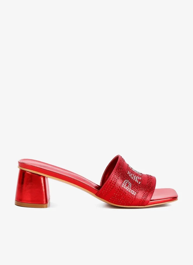 Rhinestone Embellished Paris Sandals in Red