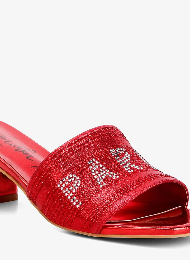 London Rag  Rhinestone Embellished Paris Sandals in Red for Women | Best Price UAE