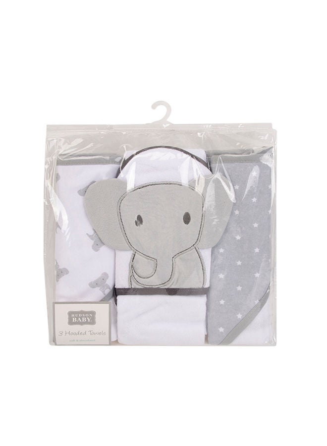 hudson baby Knit Terry Hooded Towel 3 Piece Gray Modern Elephant - Image 2