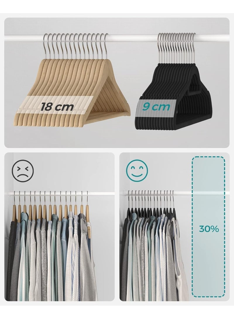 ON MART 24 Pcs Premium Velvet Hangers - Space-Saving, Non-Slip & Heavy Duty Hangers with 360° Swivel Hook for Clothes, Coats, and Jackets (Black) - Image 5