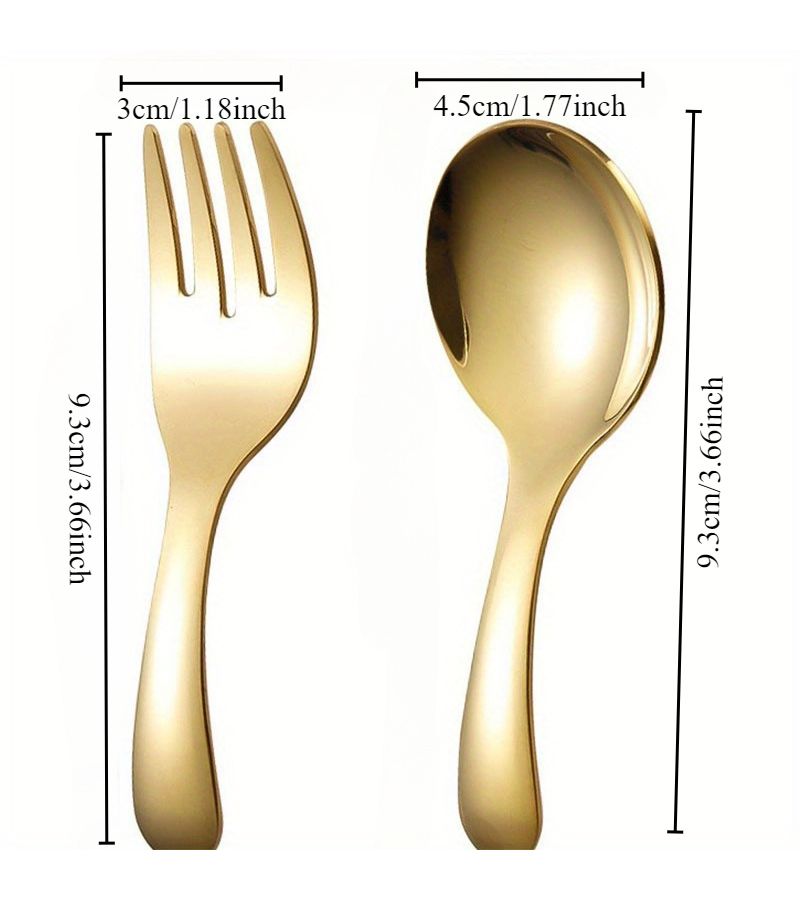 Silvery 2 Piece Stainless Steel Compact Travel Tableware Set Spoon Fork Short Handle - Image 3