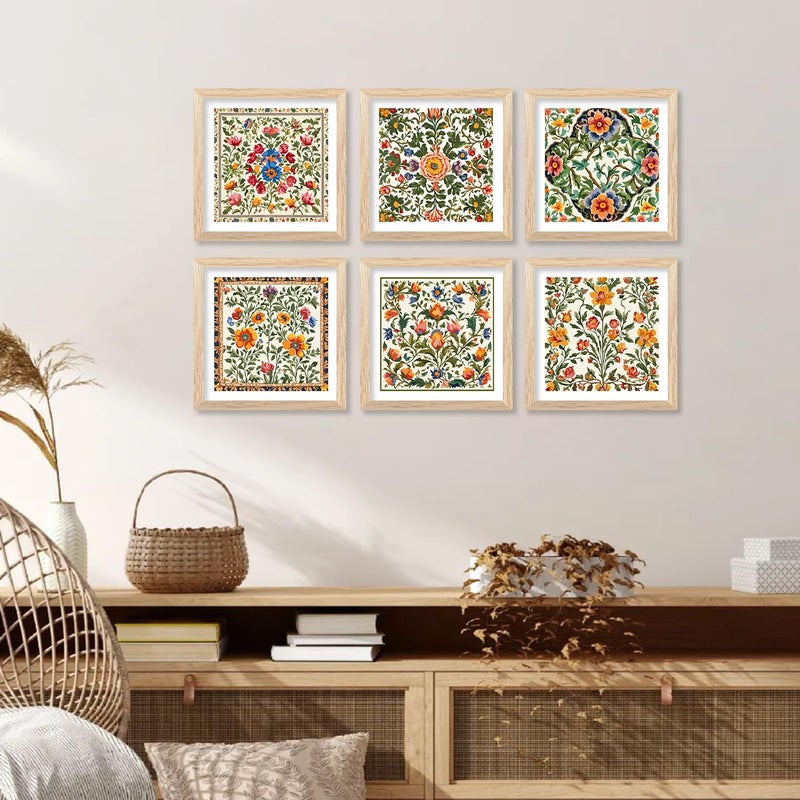 walllane Wood Indian Pichwai Framed Painting For Living Room Bedroom Office HotelPainting For Wall Decoration 10 Inch X 10 Inch Set Of 6 Artwork 14 - Image 3