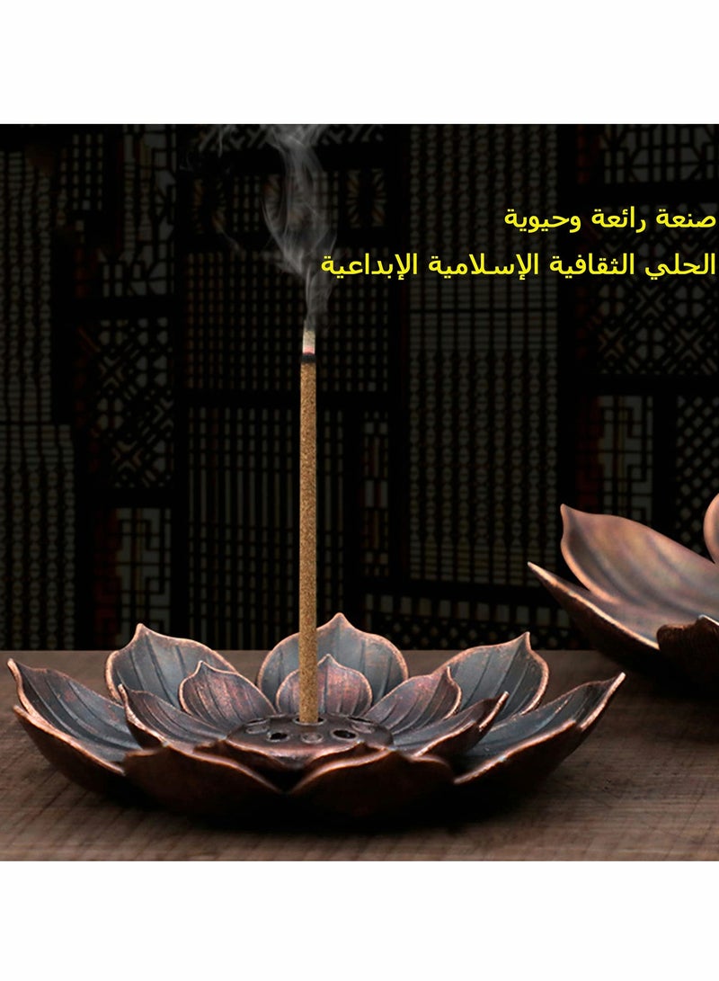 KASTWAVE 3 pack Incense Burner Bowl, Ceramic Handicraft Holder for Sticks, Coil Lotus Ash Catcher Tray 4.62 Inch Gray, Home Fragrance Accessories  - Image 2