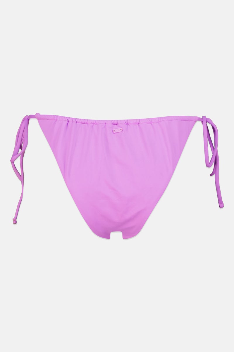 Pull & Bear Women Brand Logo Tie Closure Swimwear Bikini Bottom, Purple - Image 2
