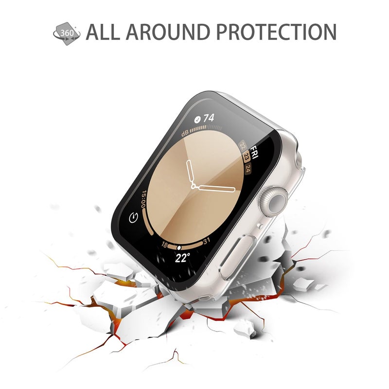 Misxi 2 Pack Hard PC Case with Tempered Glass Screen Protector Compatible with Apple Watch SE 3 (2025) SE 2 SE Series 6 Series 5 Series 4 40mm, Anti-Drop Lightweight Cover for iWatch, 1 Starlight + 1 Transparent - Image 5