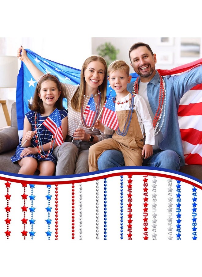 Panelee - Patriotic Beads 4Th Of July Beads Necklaces Bulk Independence Day Beads Necklaces Plastic Red White Blue Beads Memorial Day Necklaces For 4Th Of July Decoration (Star 120 Pieces) - Image 1