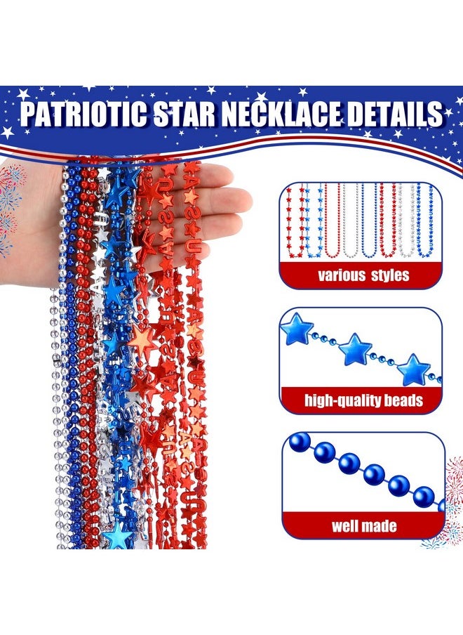 Panelee - Patriotic Beads 4Th Of July Beads Necklaces Bulk Independence Day Beads Necklaces Plastic Red White Blue Beads Memorial Day Necklaces For 4Th Of July Decoration (Star 120 Pieces) - Image 1