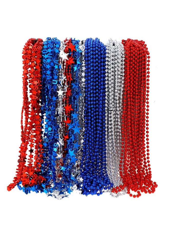 Panelee - Patriotic Beads 4Th Of July Beads Necklaces Bulk Independence Day Beads Necklaces Plastic Red White Blue Beads Memorial Day Necklaces For 4Th Of July Decoration (Star 120 Pieces) - Image 1