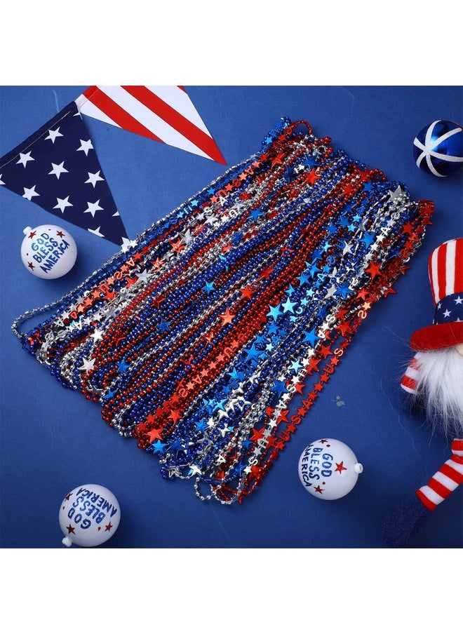 Panelee - Patriotic Beads 4Th Of July Beads Necklaces Bulk Independence Day Beads Necklaces Plastic Red White Blue Beads Memorial Day Necklaces For 4Th Of July Decoration (Star 120 Pieces) - Image 1