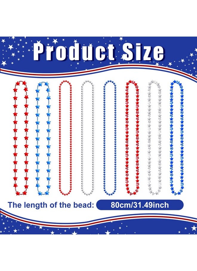 Panelee - Patriotic Beads 4Th Of July Beads Necklaces Bulk Independence Day Beads Necklaces Plastic Red White Blue Beads Memorial Day Necklaces For 4Th Of July Decoration (Star 120 Pieces) - Image 1