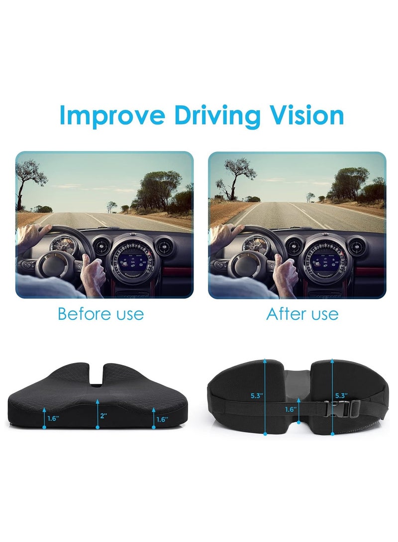 Loxira Heightening Truck Seat Cushion for Broader Vision, Car Seat Cushion for Car Seat Driver Truck Driver, Sciatica Pain Relief Pillow Tailbone Pain Relief Cushion for Long Time Driving - Image 2