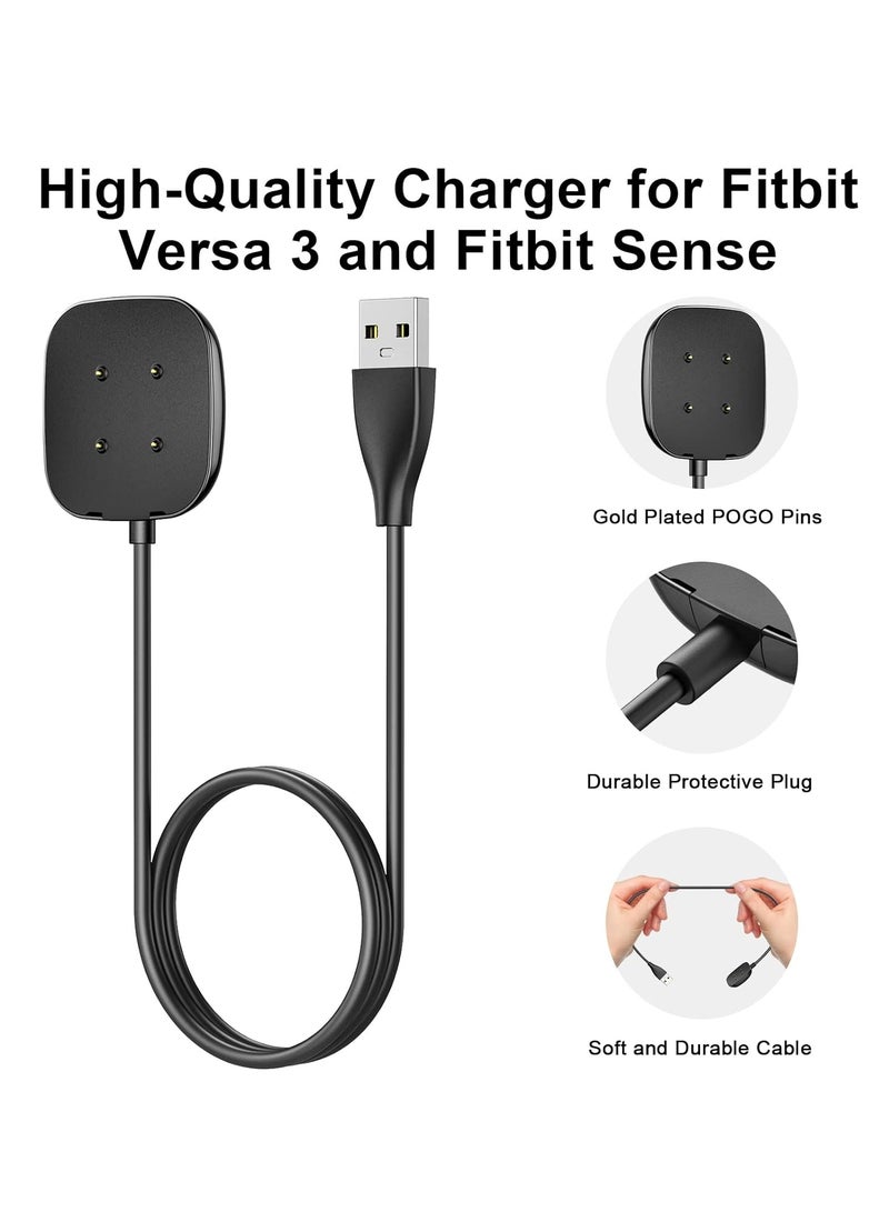 1Pack Compatible with Fitbit Sense  Fitbit Versa 3 Charger Replacement USB Charging Cable Dock Stand for Sense 2/Sense/Versa 4/Versa 3 Smartwatch,  3.3Ft Durable Portable Charger Dock Cord - Image 2